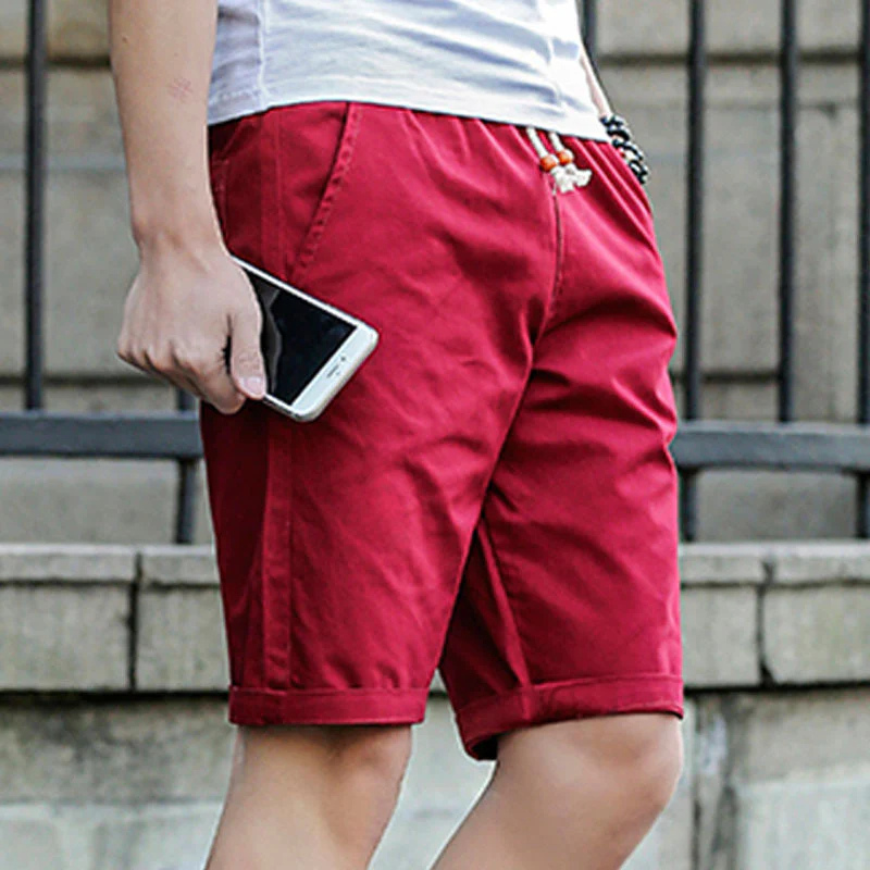 NOUVEAU RICHE Lässige Herren Shorts Mit Kordelzug Niedrige Leibhöhe Scharlachrot