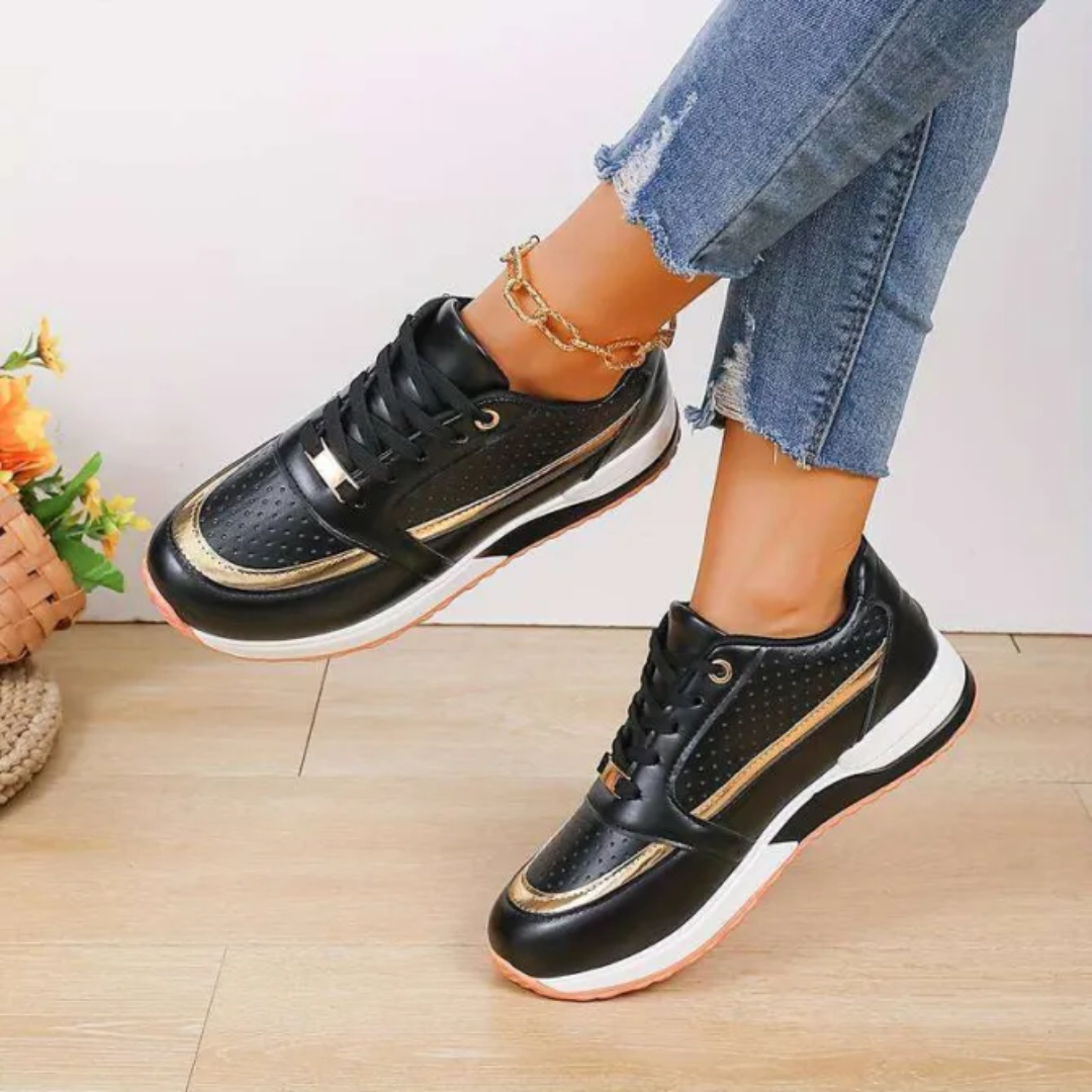 NOUVEAU RICHE Leichte Damen Walkingschuhe Mit Dämpfung Und Atmungsaktiv Schwarz