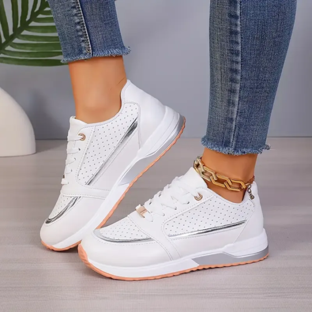 NOUVEAU RICHE Leichte Damen Walkingschuhe Mit Dämpfung Und Atmungsaktiv Weiß