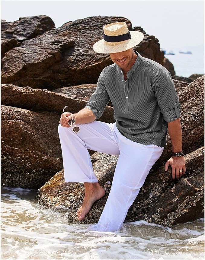 NOUVEAU RICHE Lässiges Button-Up Hemd Mit Rollbaren Ärmeln Stehkragen