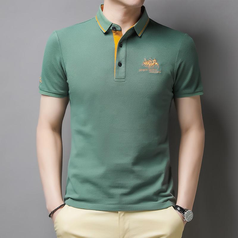 NOUVEAU RICHE Lässiges Herren Poloshirt Kurzarm Mit Knopfleiste Baumwolle
