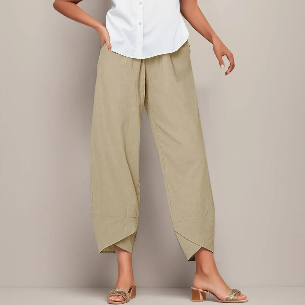 NOUVEAU RICHE Freizeithose Mit Hoher Taille Damen Lockere Passform Khaki