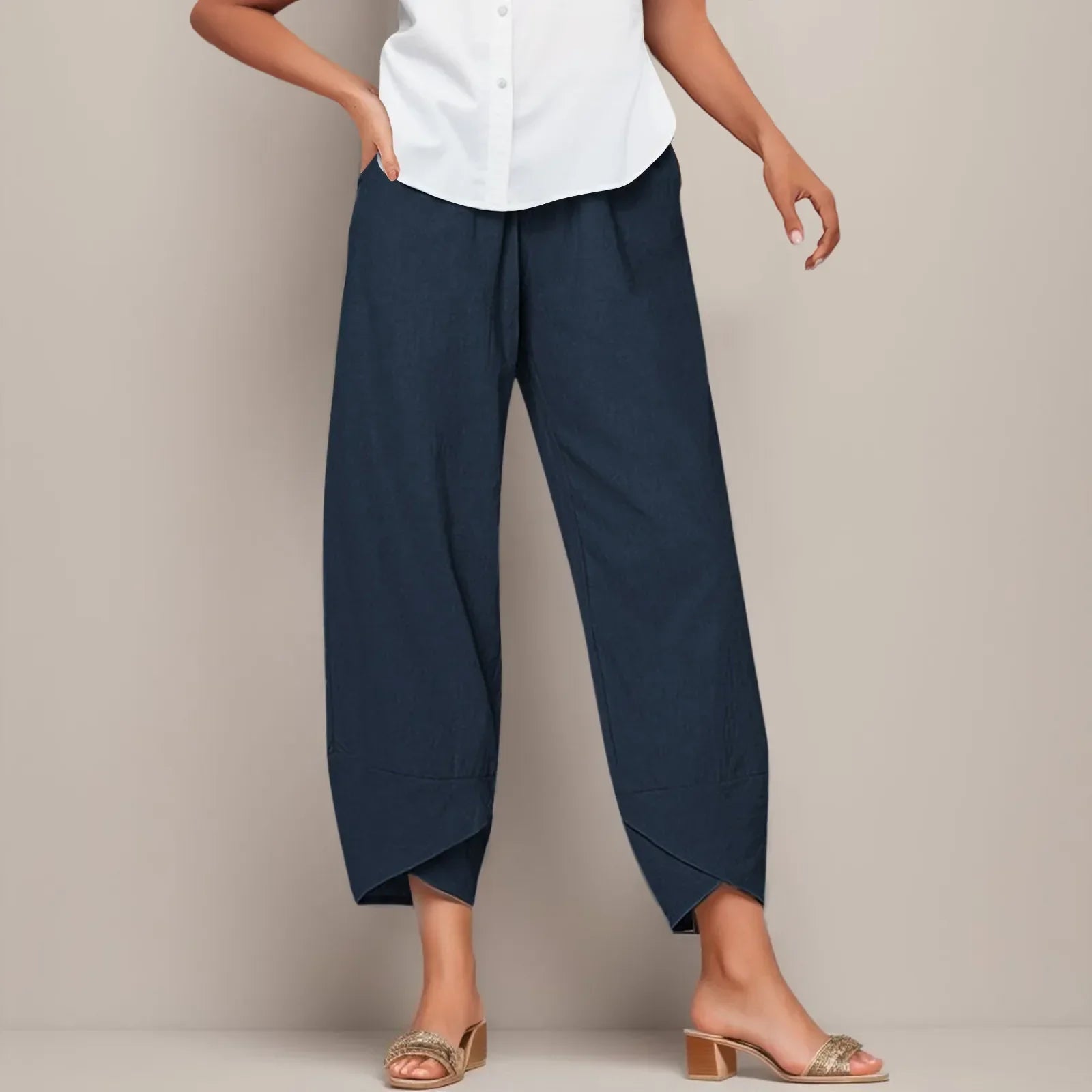 NOUVEAU RICHE Freizeithose Mit Hoher Taille Damen Lockere Passform Blau