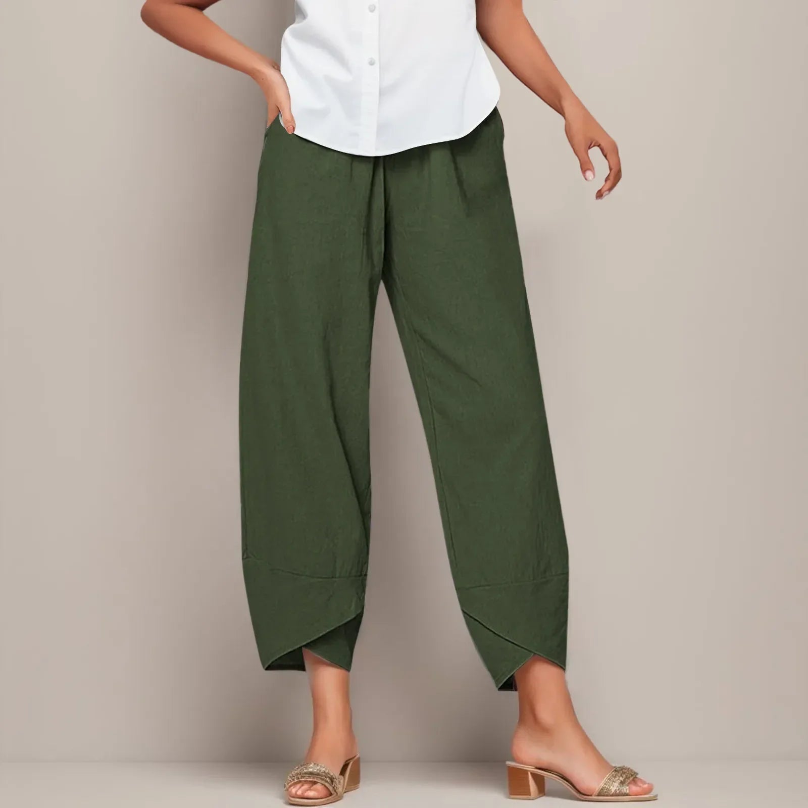 NOUVEAU RICHE Freizeithose Mit Hoher Taille Damen Lockere Passform Grün