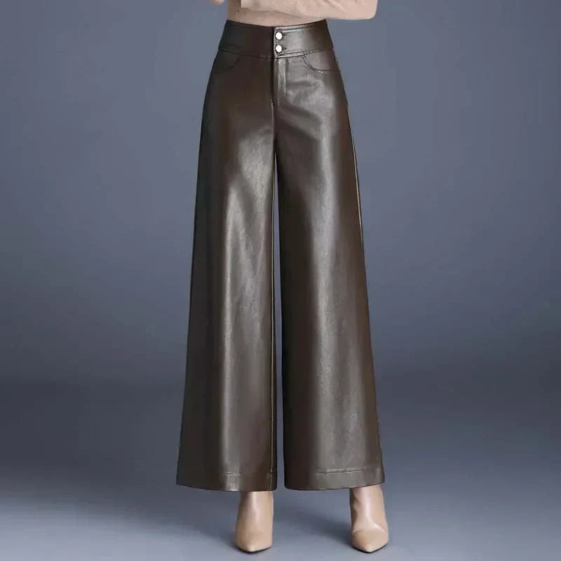 NOUVEAU RICHE Weite Lederhose Aus Kunstleder Mit Strukturierter Passform