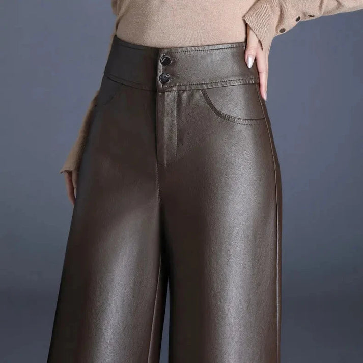 NOUVEAU RICHE Weite Lederhose Aus Kunstleder Mit Strukturierter Passform