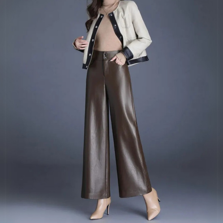 NOUVEAU RICHE Weite Lederhose Aus Kunstleder Mit Strukturierter Passform