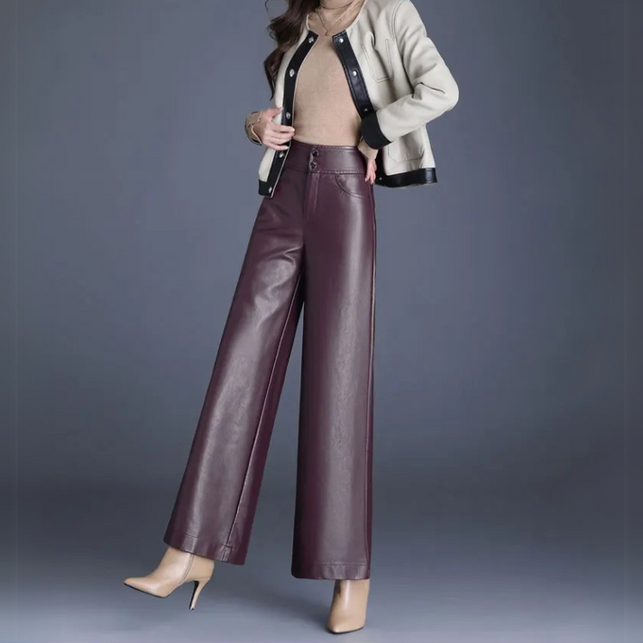 NOUVEAU RICHE Weite Lederhose Aus Kunstleder Mit Strukturierter Passform