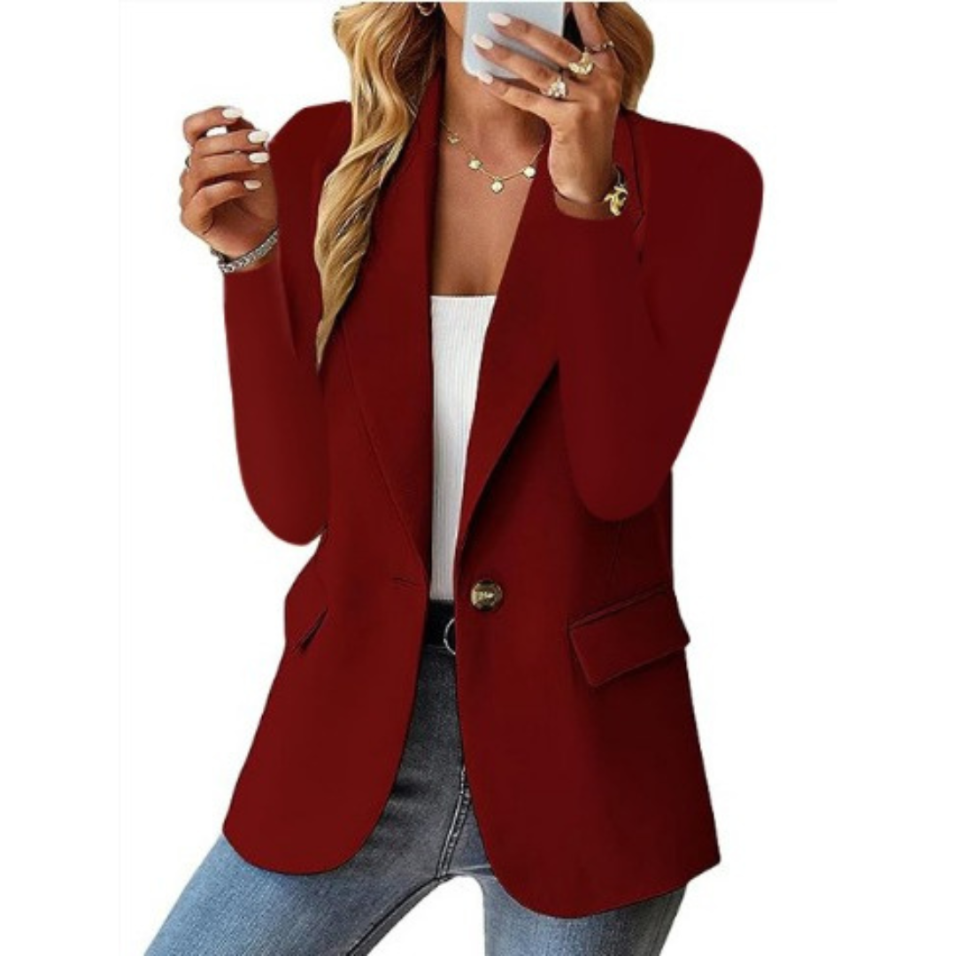 NOUVEAU RICHE Eleganter Blazer Mit Taillierte Passform Und Glattes Finish Burgund