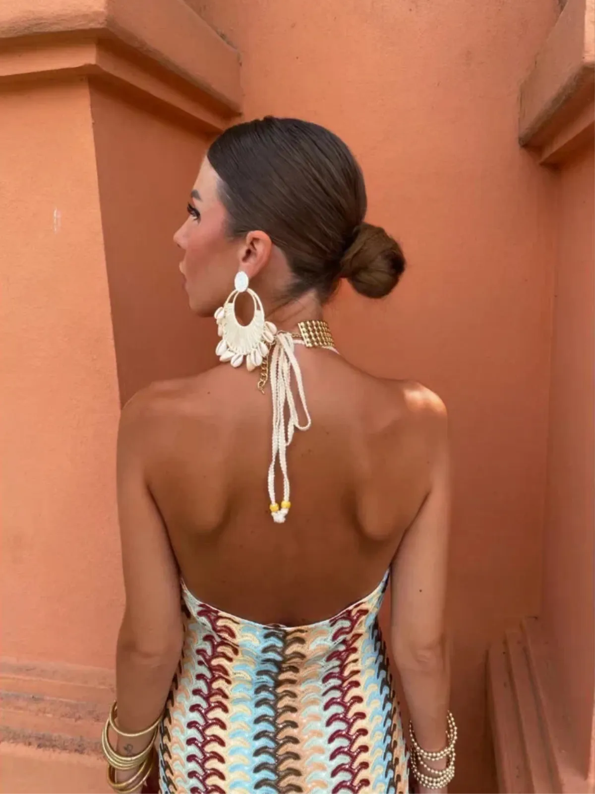 NOUVEAU RICHE Leichtes Neckholder Maxikleid Mit Häkeldetails Für Strandurlaub