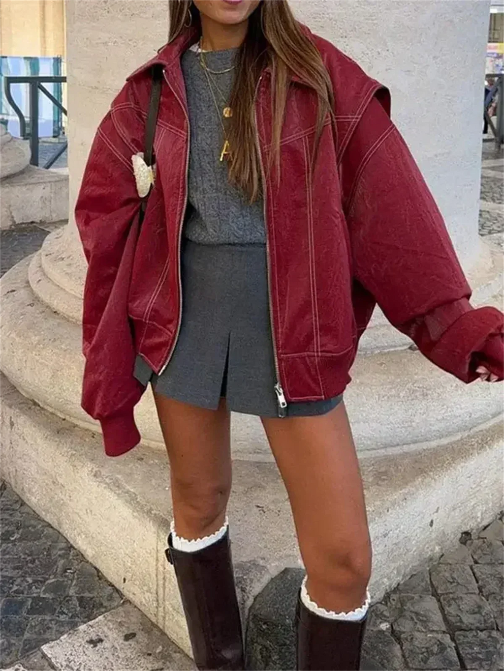 NOUVEAU RICHE Lederjacke Robustes Leder Vielseitiger Tragekomfort