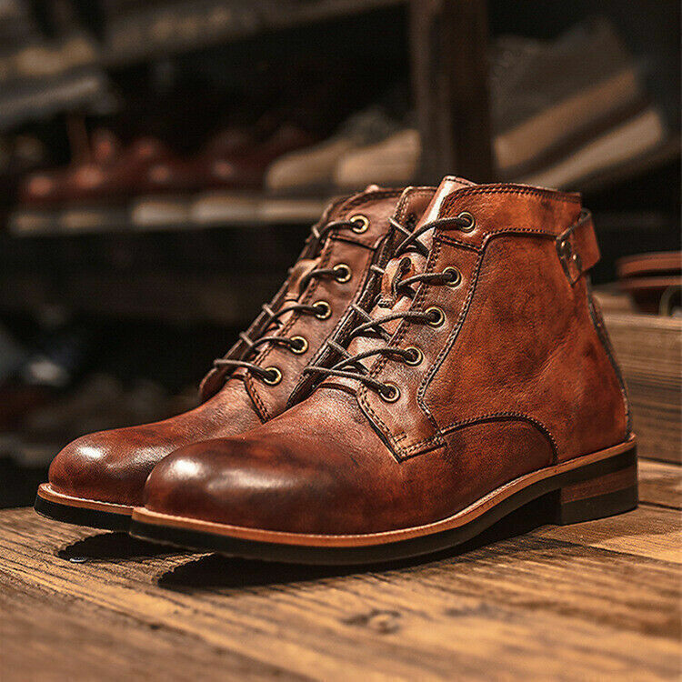 NOUVEAU RICHE Herren Lederstiefel Komfort Langlebig Vielseitig Alltag Braun