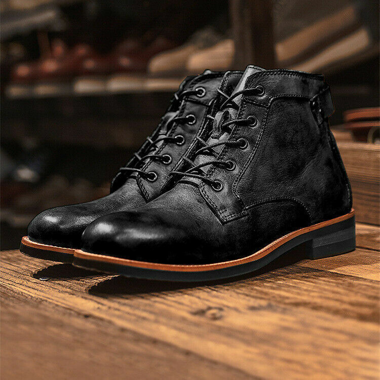 NOUVEAU RICHE Herren Lederstiefel Komfort Langlebig Vielseitig Alltag Schwarz