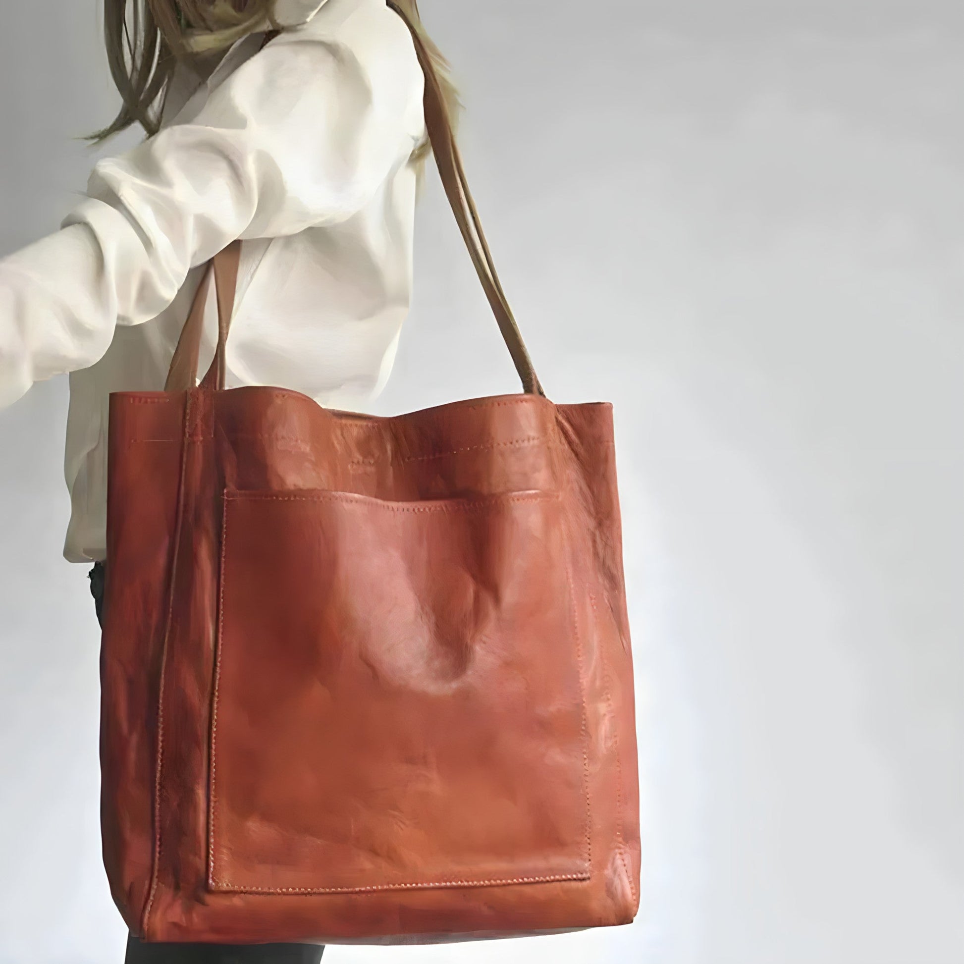 NOUVEAU RICHE Ledertasche Damen Echtleder Elegant Großer Innenraum