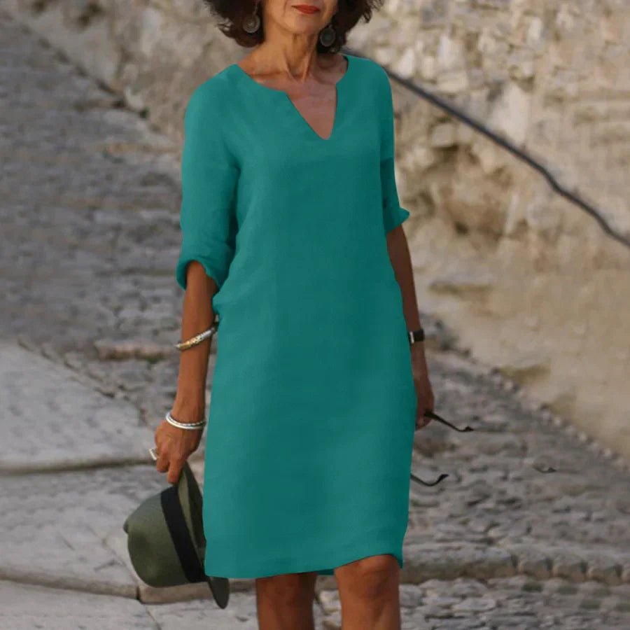 NOUVEAU RICHE Legeres Minikleid Mit V Ausschnitt Und Ärmeln Für Damen Blau