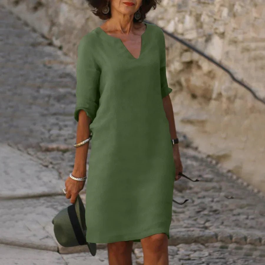 NOUVEAU RICHE Legeres Minikleid Mit V Ausschnitt Und Ärmeln Für Damen Grün