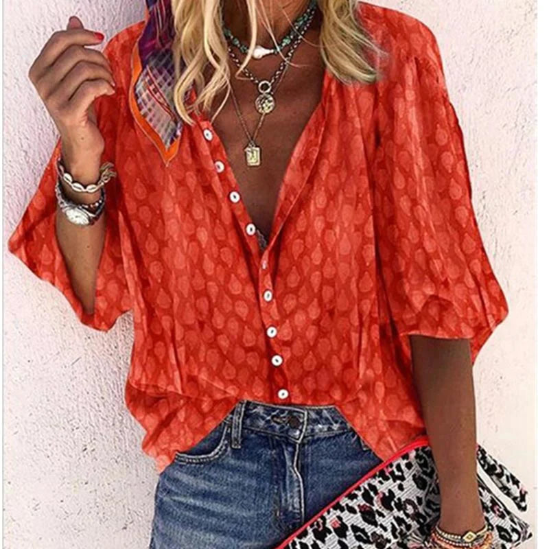 NOUVEAU RICHE Leichte Atmungsaktive Sommerbluse Für Warme Tage Vielseitig Orange