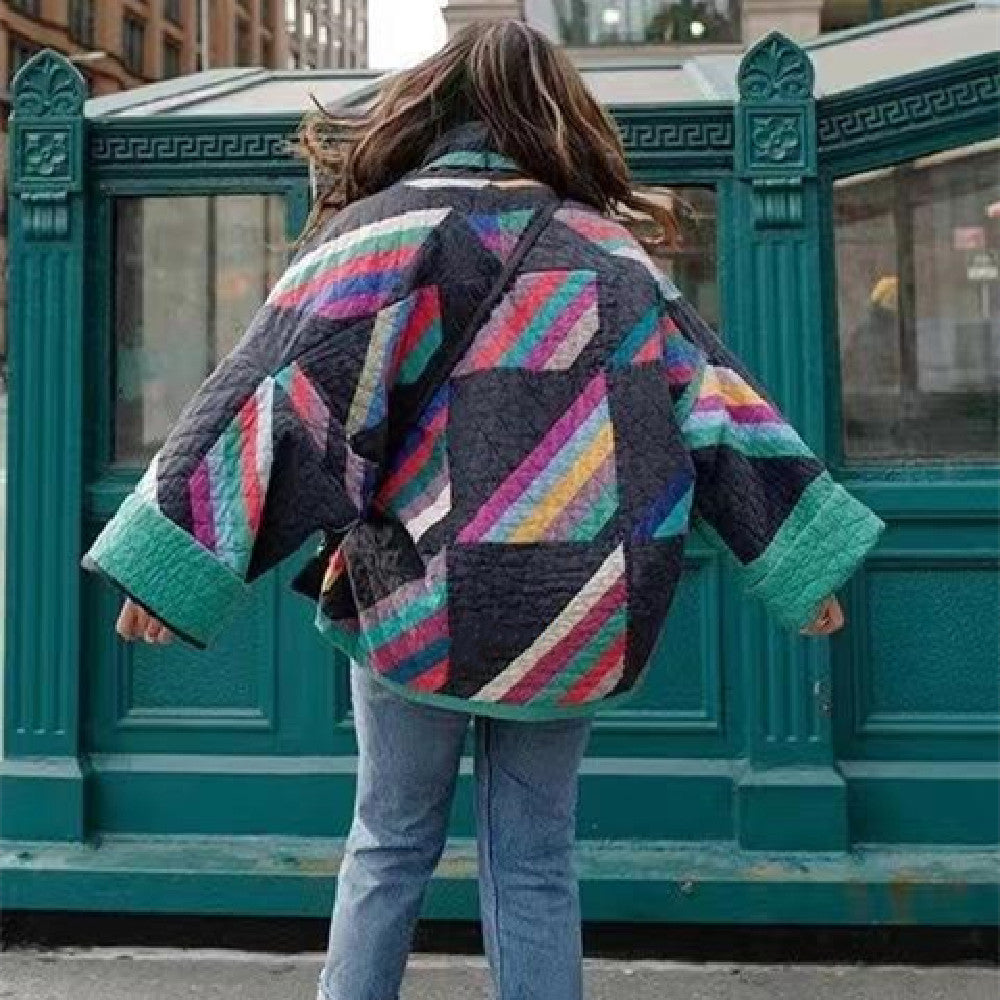 NOUVEAU RICHE Damen Leichte Übergangsjacke Mit Ausdrucksstarkem Muster Kurz