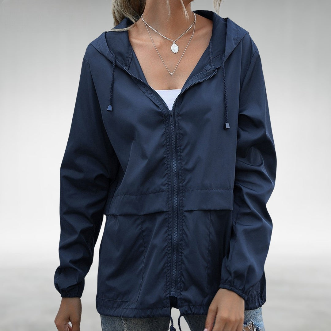 NOUVEAU RICHE Damen Leichte Übergangsjacke Mit Kapuze Schutz Und Bewegungsfreiheit Blau