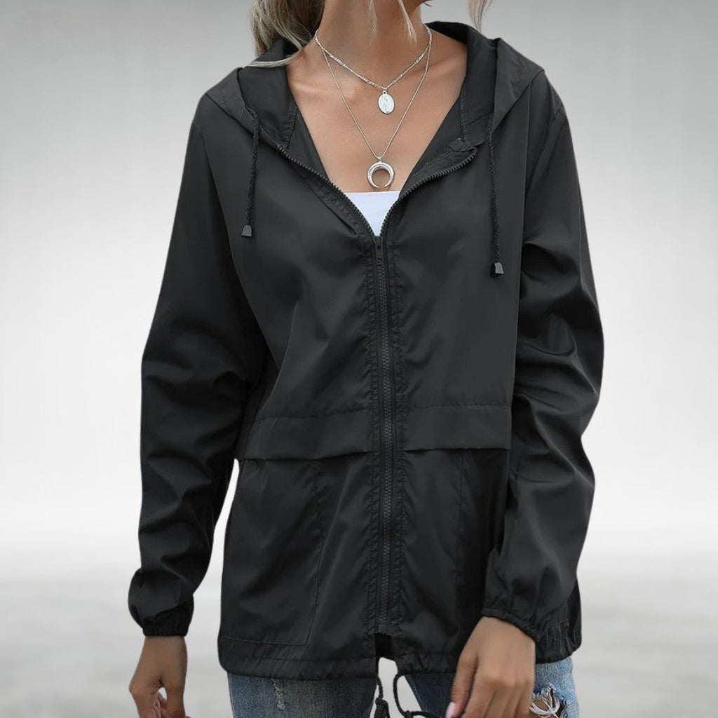 NOUVEAU RICHE Damen Leichte Übergangsjacke Mit Kapuze Schutz Und Bewegungsfreiheit Schwarz