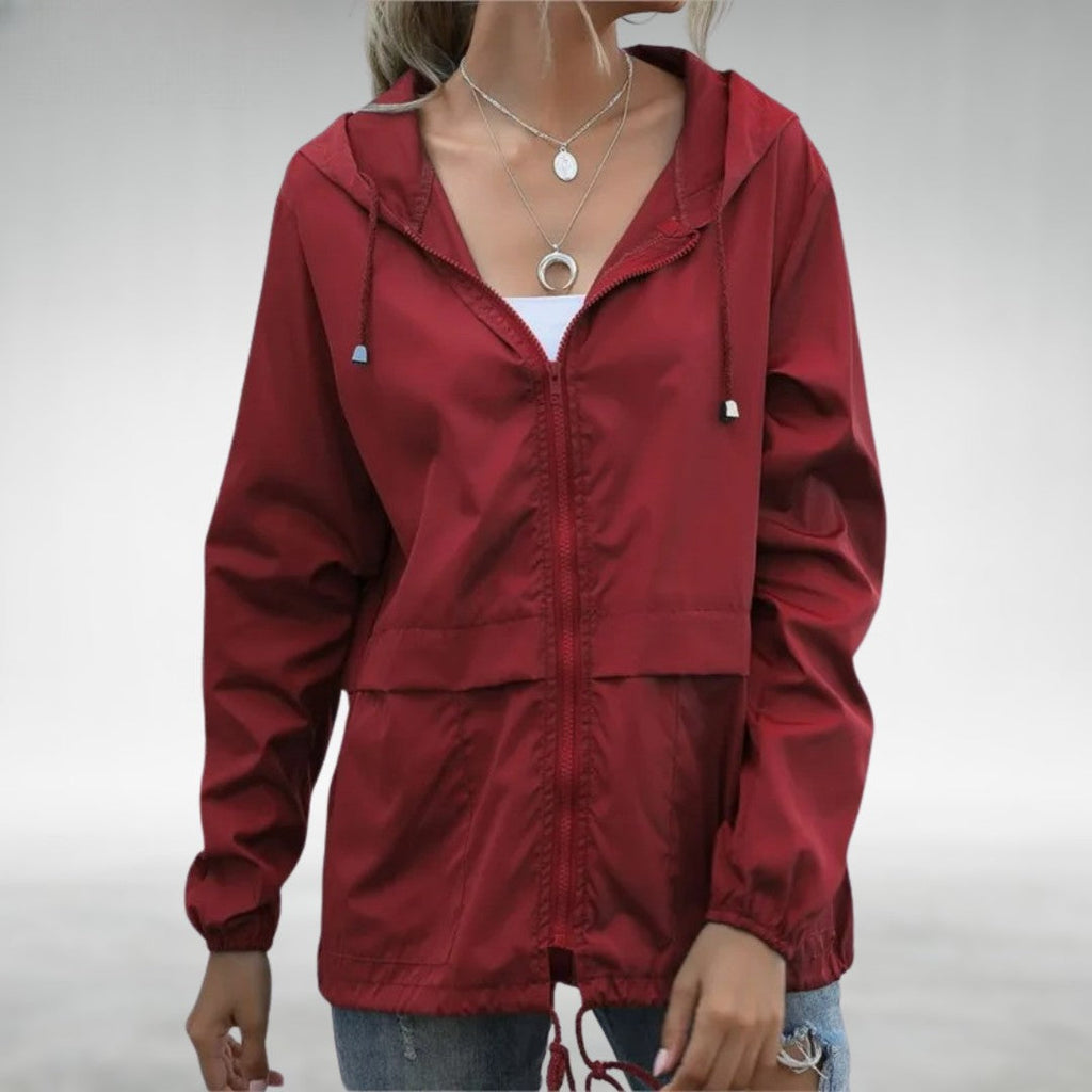 NOUVEAU RICHE Damen Leichte Übergangsjacke Mit Kapuze Schutz Und Bewegungsfreiheit Burgunderrot