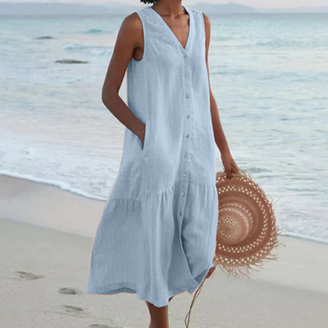 NOUVEAU RICHE Leichtes Sommerkleid Mit Atmungsaktiver Passform Und Stil Blau