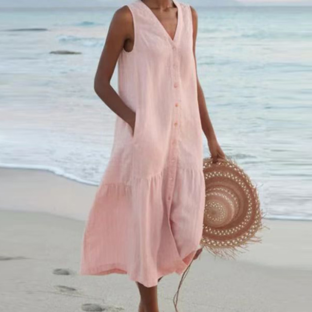 NOUVEAU RICHE Leichtes Sommerkleid Mit Atmungsaktiver Passform Und Stil Rosa