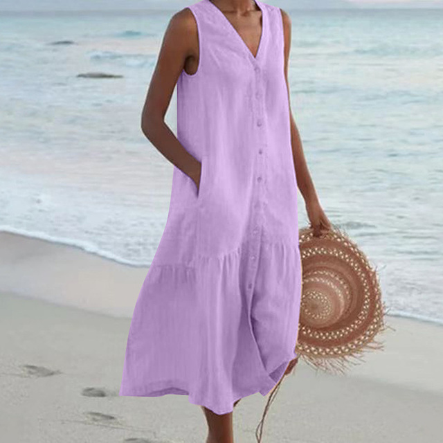 NOUVEAU RICHE Leichtes Sommerkleid Mit Atmungsaktiver Passform Und Stil Lila