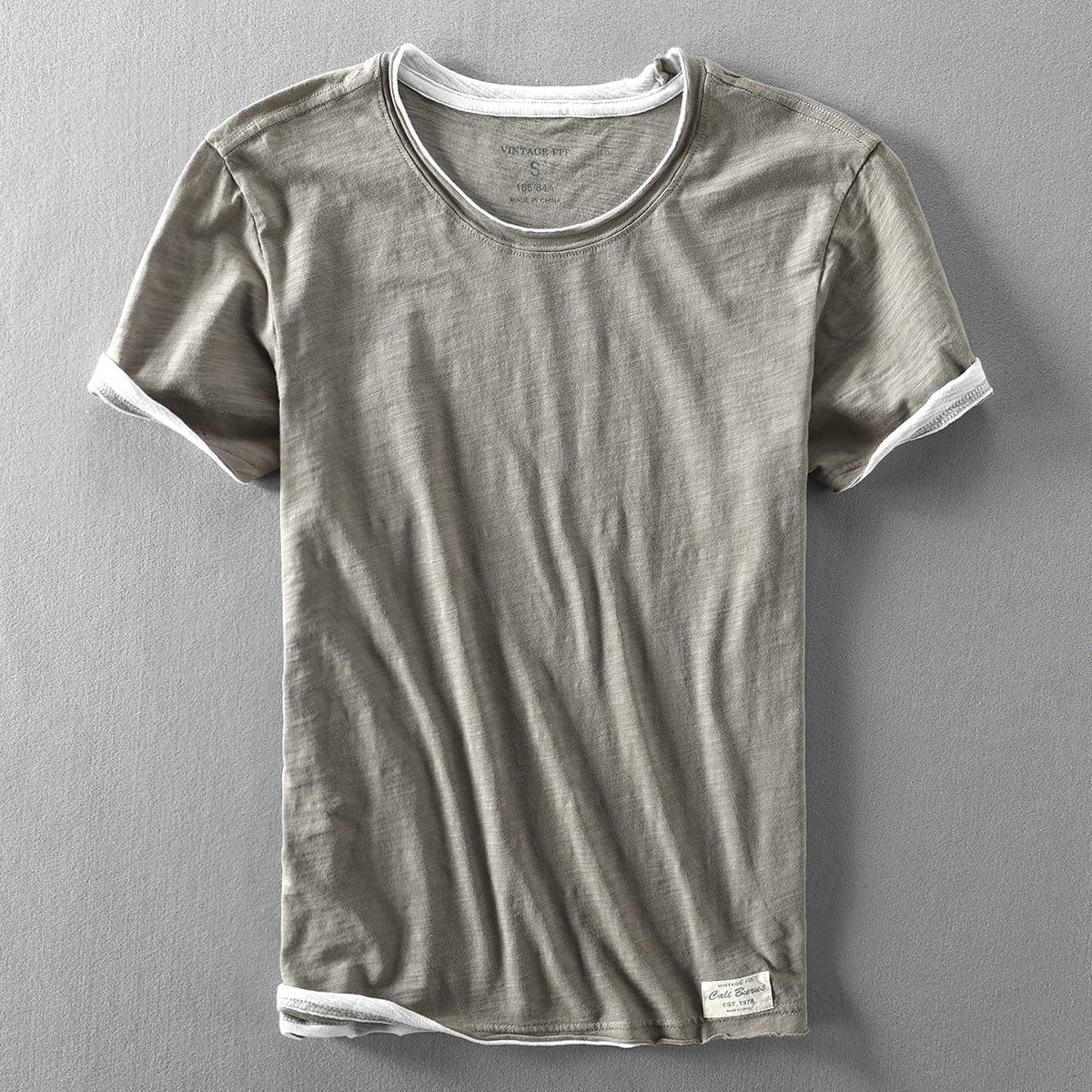 NOUVEAU RICHE Leichtes Weiches Herren T Shirt Sommer Atmungsaktiv Khaki
