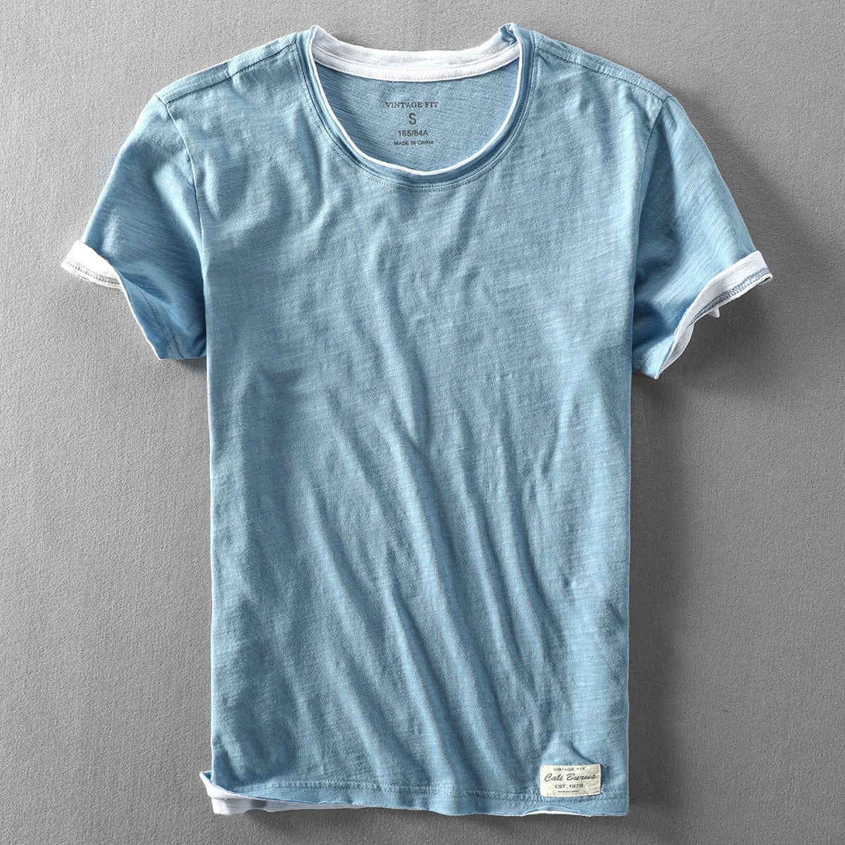 NOUVEAU RICHE Leichtes Weiches Herren T Shirt Sommer Atmungsaktiv Blau