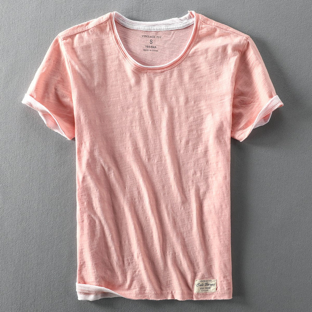 NOUVEAU RICHE Leichtes Weiches Herren T Shirt Sommer Atmungsaktiv Pfirsich