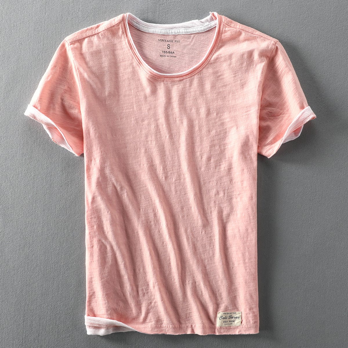 NOUVEAU RICHE Leichtes Weiches Herren T Shirt Sommer Atmungsaktiv Pfirsich
