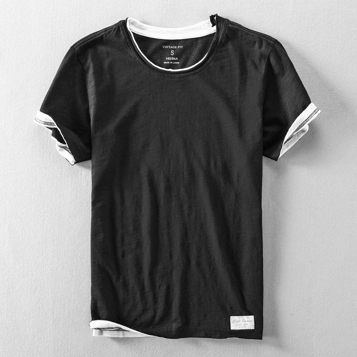 NOUVEAU RICHE Leichtes Weiches Herren T Shirt Sommer Atmungsaktiv Schwarz