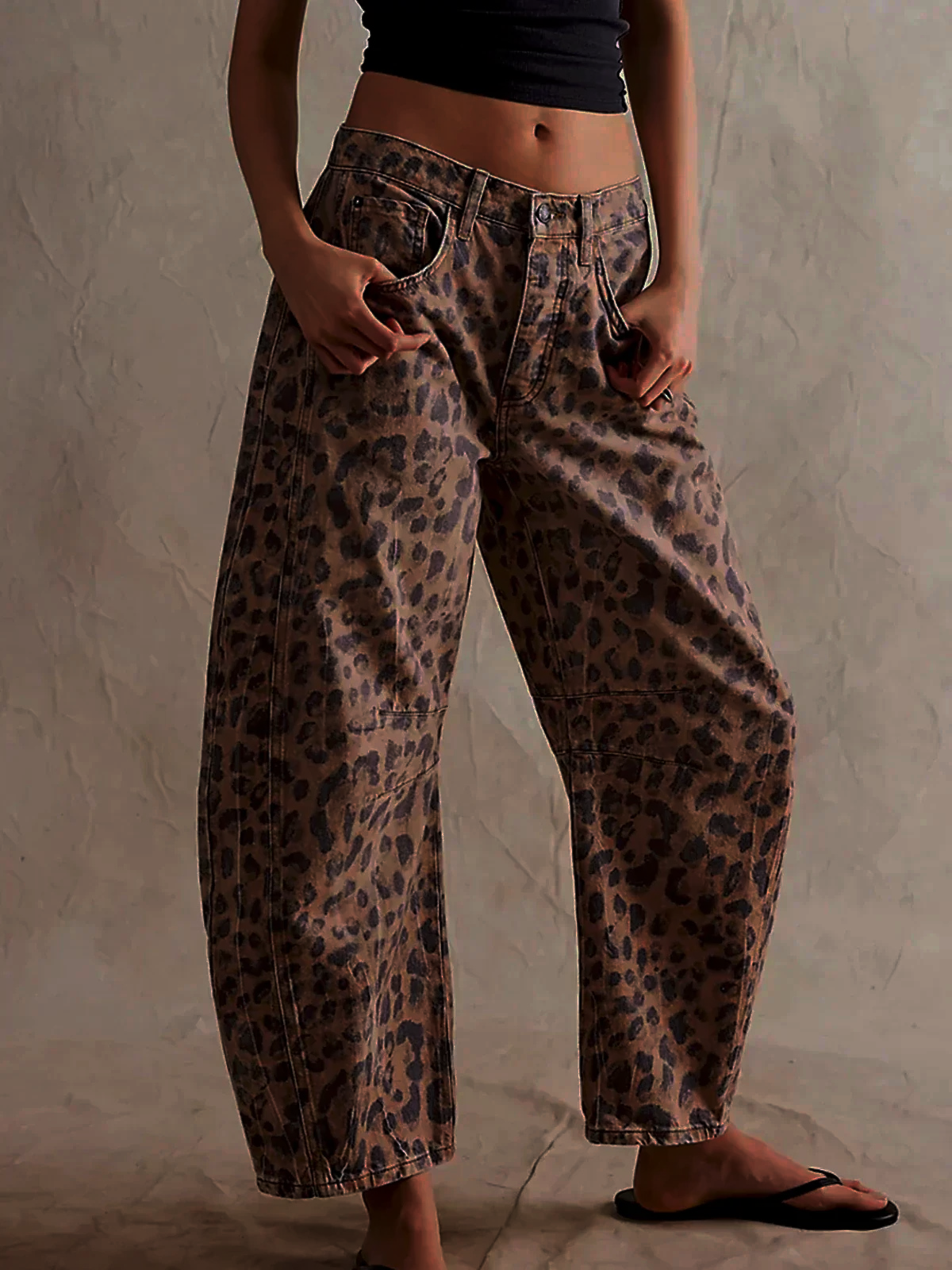 NOUVEAU RICHE Barrel Jeans Mit Leopardenmuster Mittelhohe Passform Leopard