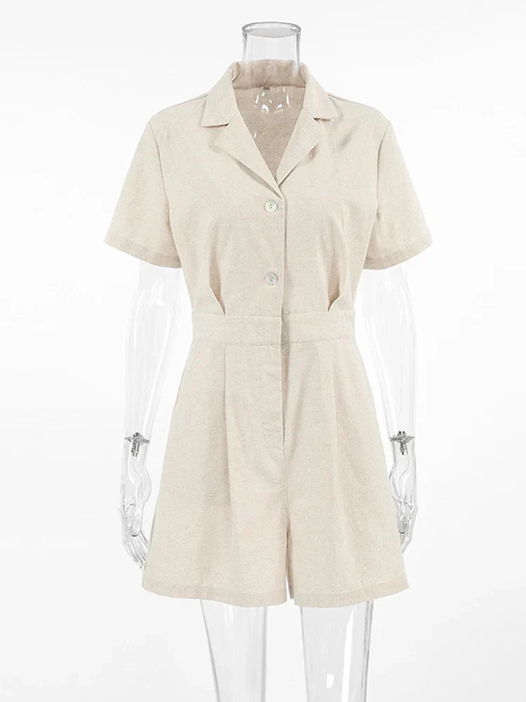 NOUVEAU RICHE Leinen Sommer Jumpsuit Mit Kurzen Ärmeln Für Damen Stylish Und Praktisch Ideal Für Arbeit Und Freizeit Maelis