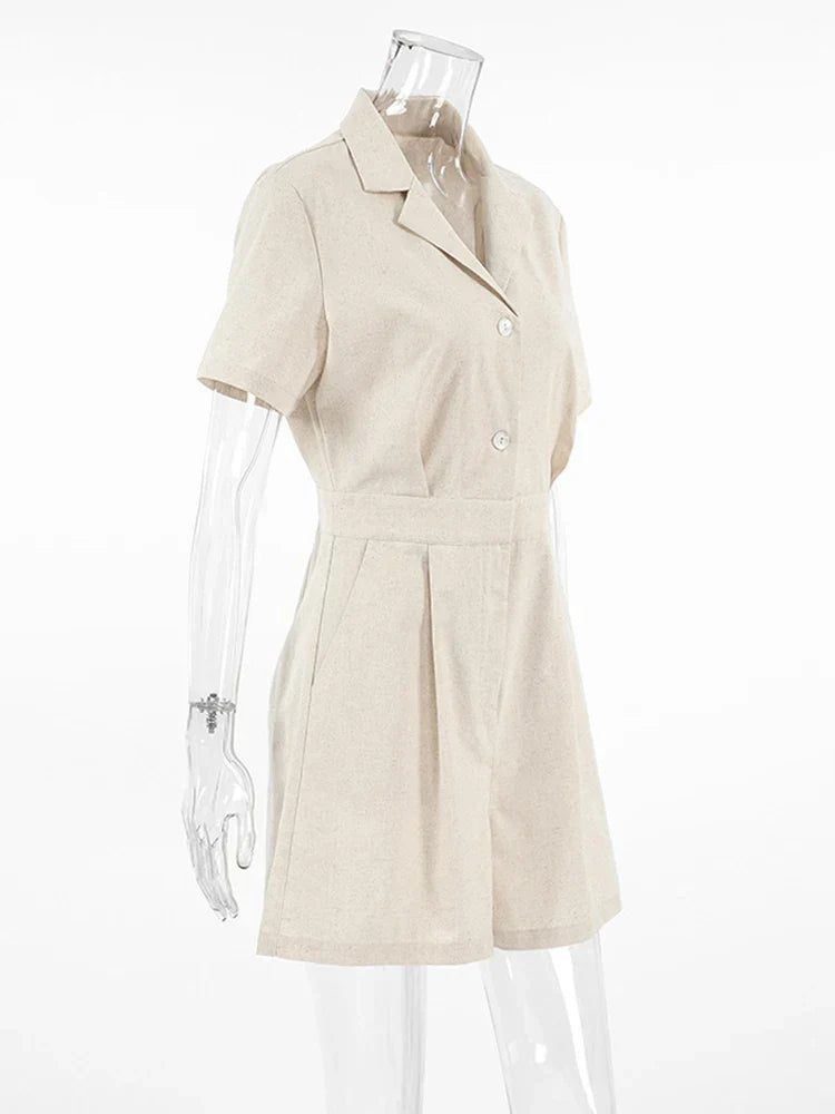 NOUVEAU RICHE Leinen Sommer Jumpsuit Mit Kurzen Ärmeln Für Damen Stylish Und Praktisch Ideal Für Arbeit Und Freizeit Maelis