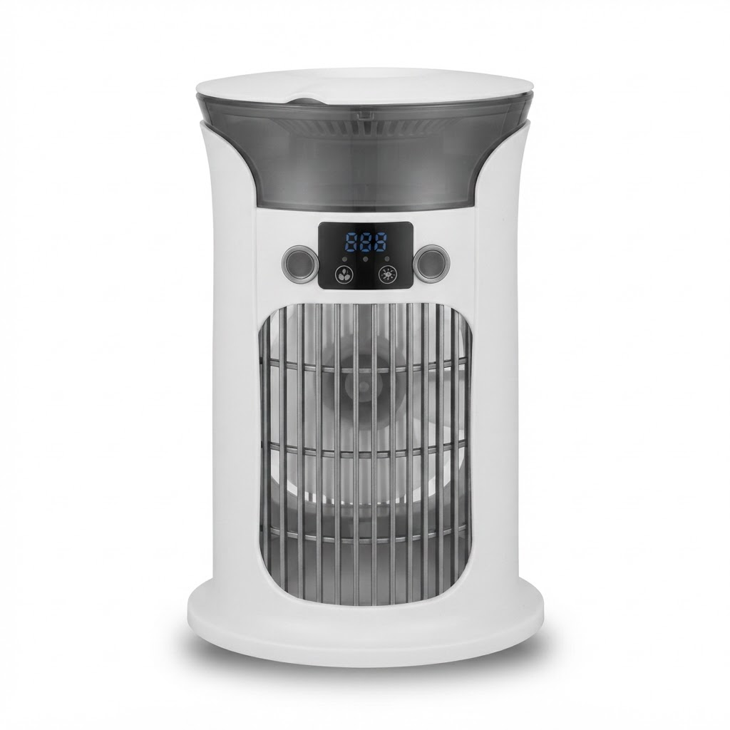 Leiser Mini-Luftkühler-Ventilator – Tragbare USB-Tischklimaanlage, Wassernebel-Luftbefeuchter und Nachtlicht für Zuhause, Büro und Camping 1