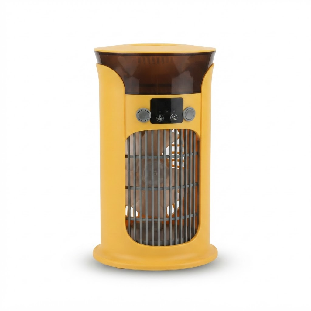 Leiser Mini-Luftkühler-Ventilator – Tragbare USB-Tischklimaanlage, Wassernebel-Luftbefeuchter und Nachtlicht für Zuhause, Büro und Camping 2