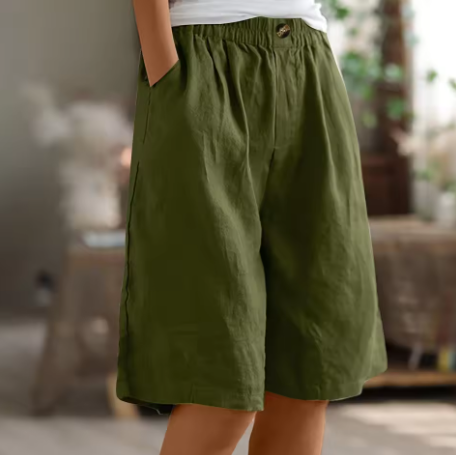 NOUVEAU RICHE Chloé | Atmungsaktiv Und Bequeme Oversize Sommer Shorts Armeegrün