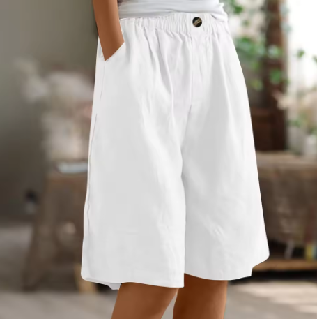 NOUVEAU RICHE Chloé | Atmungsaktiv Und Bequeme Oversize Sommer Shorts Weiß