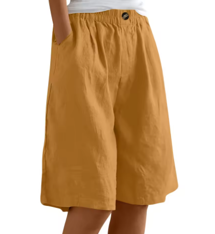 NOUVEAU RICHE Chloé | Atmungsaktiv Und Bequeme Oversize Sommer Shorts Gelbbraun