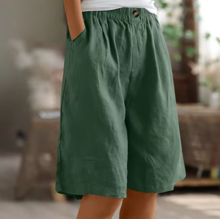 NOUVEAU RICHE Chloé | Atmungsaktiv Und Bequeme Oversize Sommer Shorts Grün