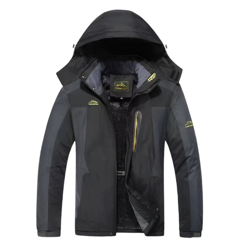 NOUVEAU RICHE Herren Outdoor Winterjacke Mit Thermofutter Wasserdicht Schwarz-Grau