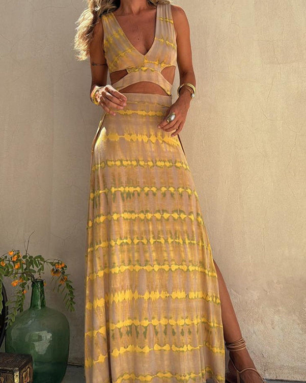 NOUVEAU RICHE Manda | Elegantes Langes Kleid mit Ausschnitten für Frauen