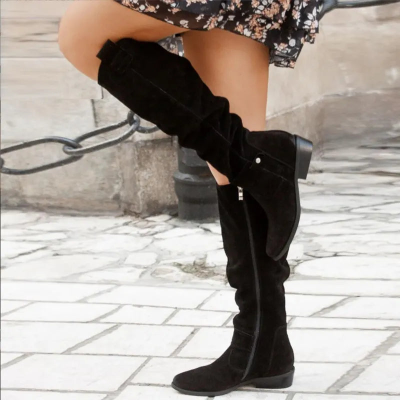 NOUVEAU RICHE Damen-Lederstiefel Aus Hochwertigem Leder Mit Zeitloser Eleganz Schwarz