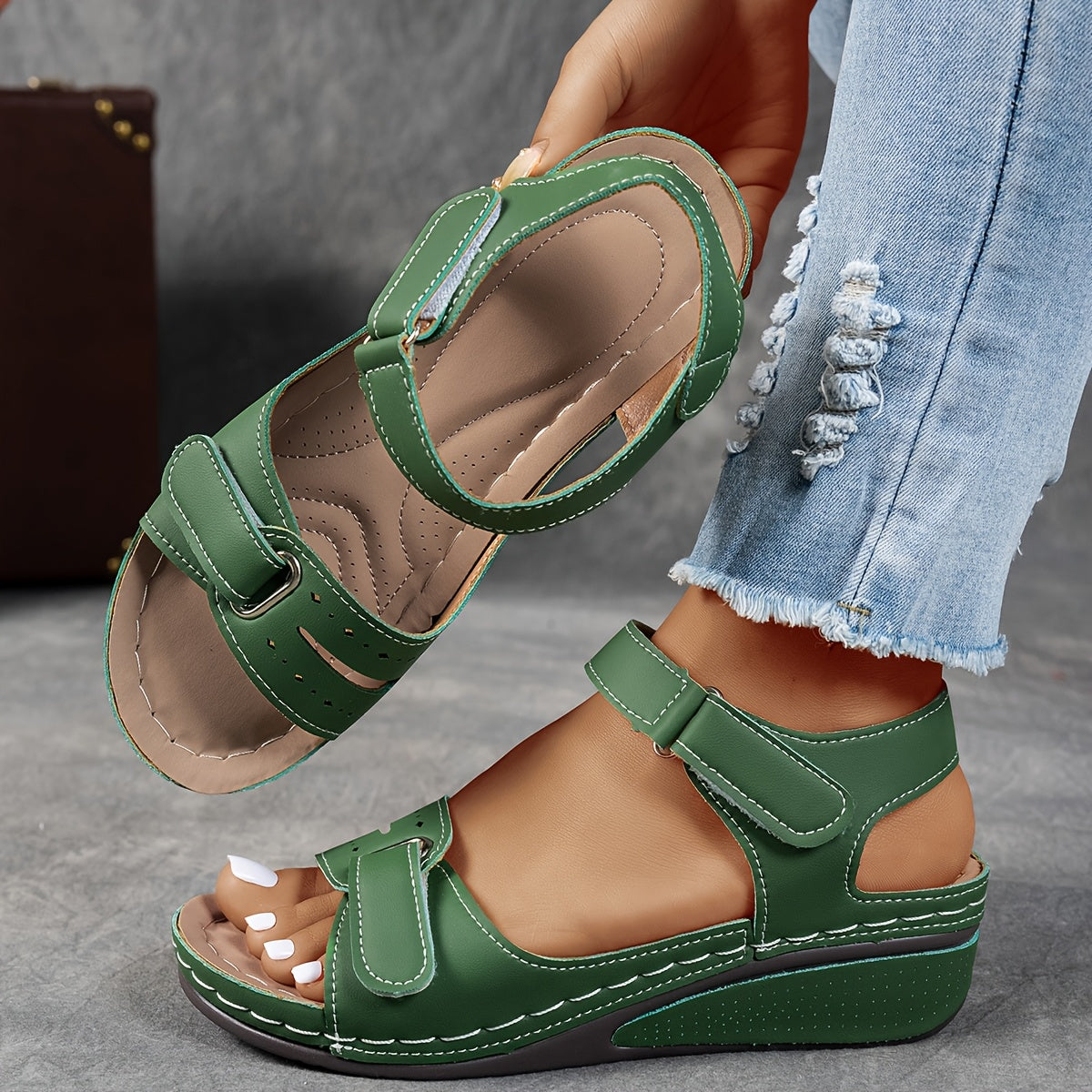 NOUVEAU RICHE Chāme | Elegante Damen Sandalen für Komfort und Stil Grün