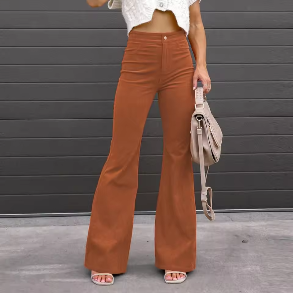 NOUVEAU RICHE Kurvenbetonte Schlaghose Aus Cord Mit Hoher Taille Vintage Orange