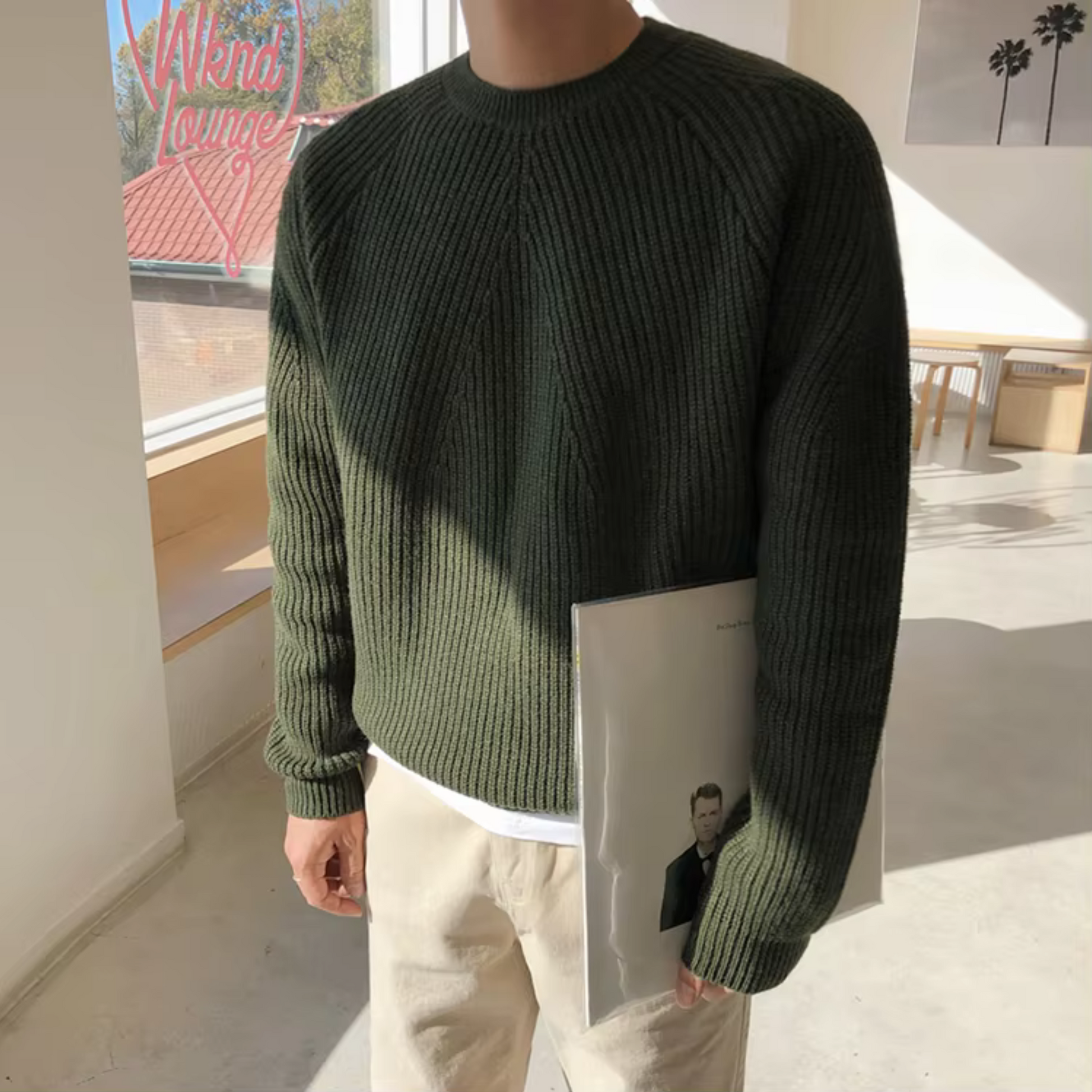 NOUVEAU RICHE Gerippter Baumwollpullover für Herren Zeitloser Komfort und Stil Vielseitiges Basic für Lagenlooks