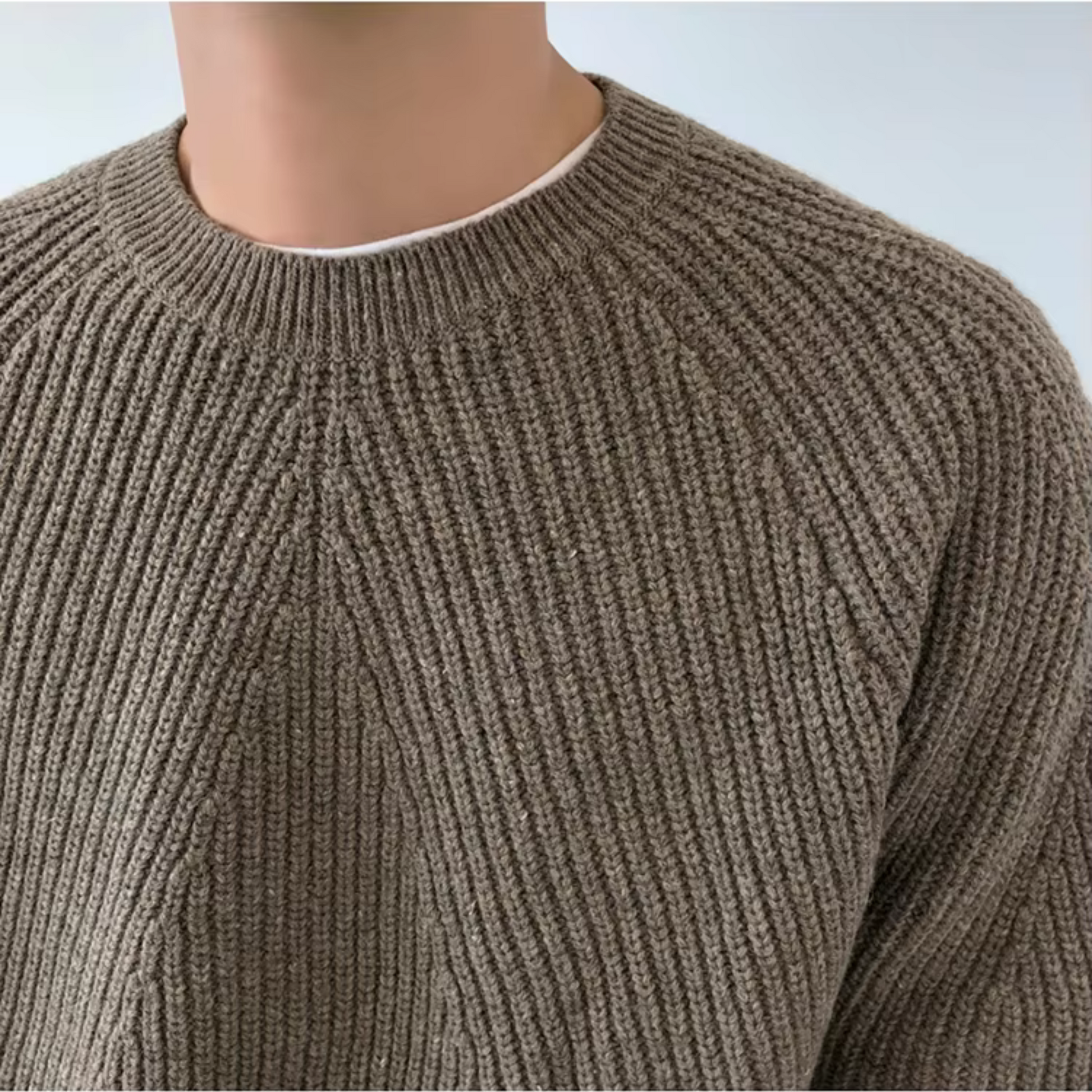 NOUVEAU RICHE Gerippter Baumwollpullover für Herren Zeitloser Komfort und Stil Vielseitiges Basic für Lagenlooks