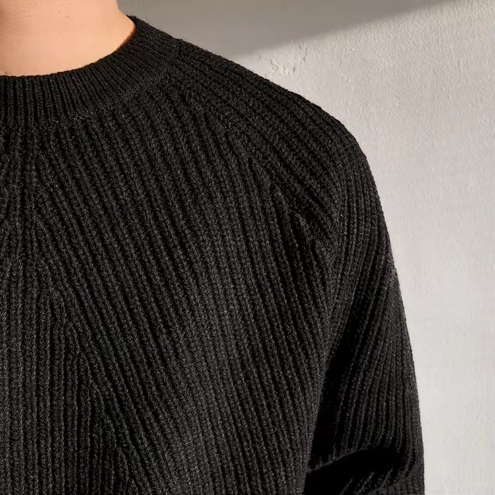 NOUVEAU RICHE Gerippter Baumwollpullover für Herren Zeitloser Komfort und Stil Vielseitiges Basic für Lagenlooks